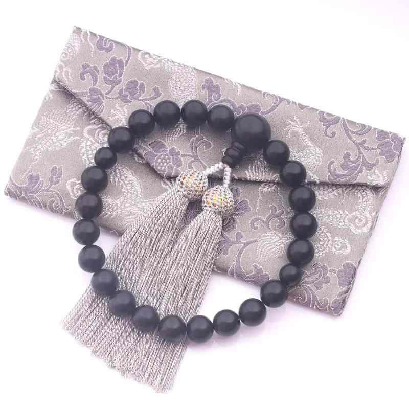 LEOBEE 数珠 念珠 縞黒檀 ネクタイ マグネット式数珠袋 洗濯ネット フォーマル