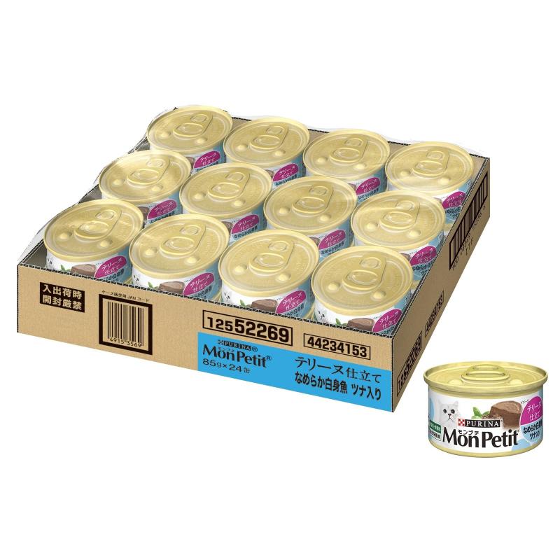 モンプチ缶 テリーヌ仕立て なめらか白身魚 ツナ入り 85gx24缶入り (ケース販売)