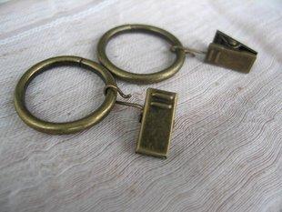 アンティーク風 ブロンズカラー リング付き クリップ 12個セット カフェカーテンなどに