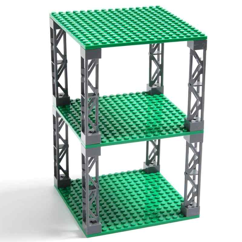 INIBUD 基礎板 ブロック プレート クラシック 互換性 16×16ポッチ 両面 板3枚 柱8本 セット