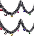 DUOLEIMI クリスマス メッキモール ガーランド クリスマスモール 2ⅿ 2本セット キラキラモール ボール付き クリスマスツリー飾り 緑 装飾籐 藤蔓