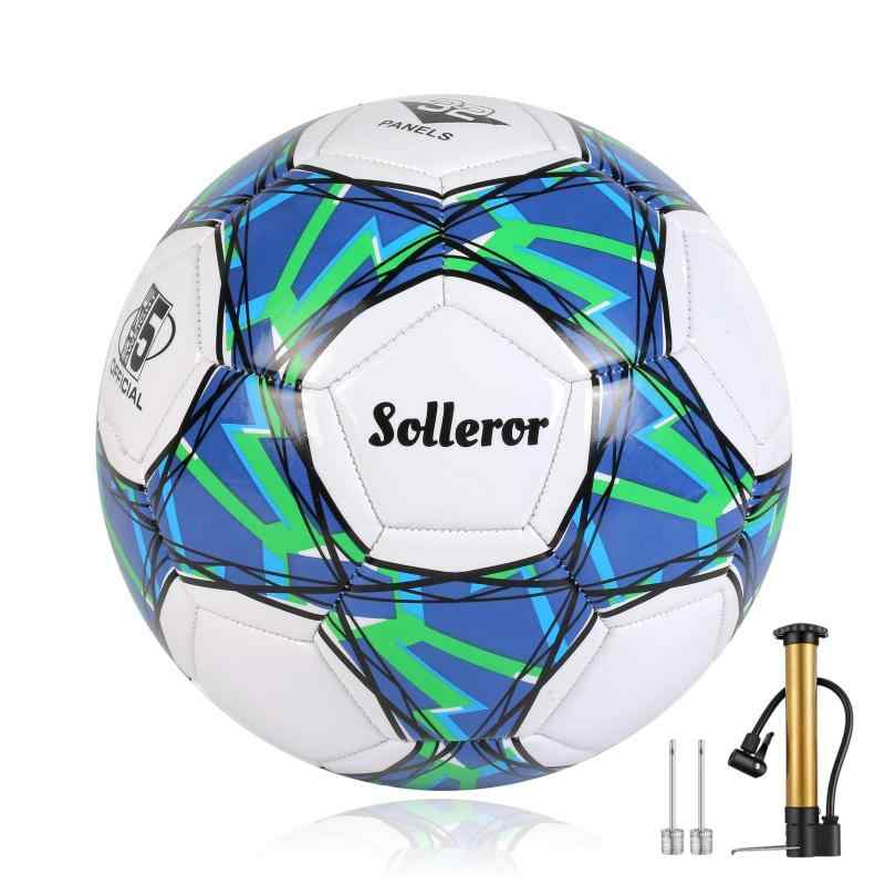 Solleror サッカーボール 3号 4号 5号 - サイクロン デザイン 子供や大人の選手に最適 -トレーニング用サッカーボール 空気入れ付き