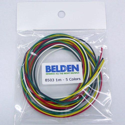 BELDEN 8503 フックアップワイヤー5色セット 8503-01-5芯線: 22AWG (0.35SQ)外径: 1.27mmジャケットカラー: 黒, 赤, 黄, 緑, 白長さ: 各1m