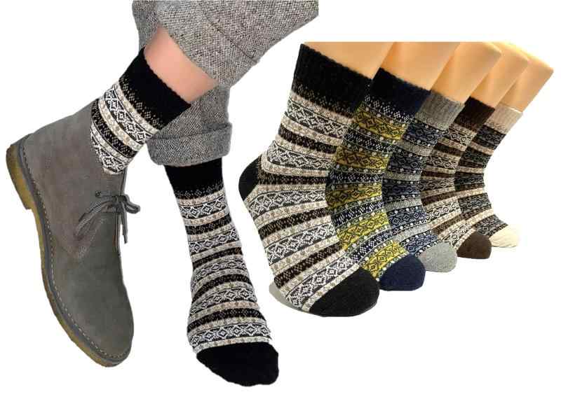 [kuuupiii] メンズ ソックス 靴下 クルーソックス ビジネス カジュアル おしゃれ 柄物 ボーダー ジャガード 抗菌防臭 吸汗速乾 秋冬春 5足組 24-27cm