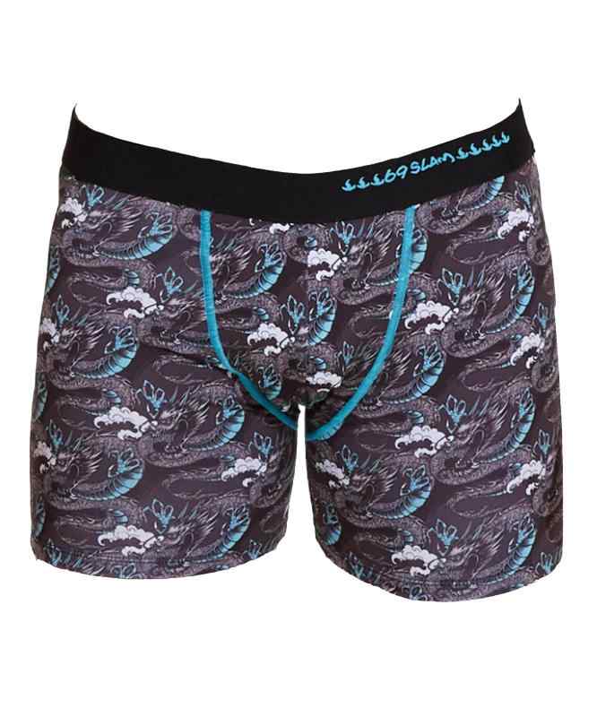 [§69 SLAM] [69SLAM(ロックスラム)] ボクサーパンツ メンズ MOON DRAGON BLUE 速乾 サーフパンツ インナー MBYMNBーPO