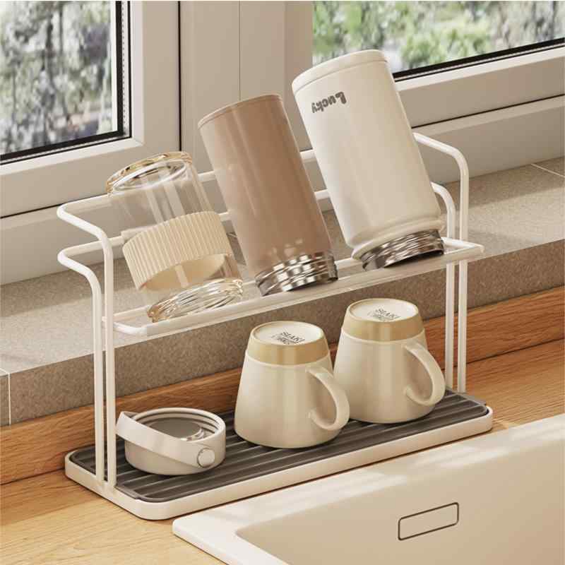 YGORTECH ボトルスタンド 水切りラック ジャグボトルスタンド 水筒 マグボトル スタンド 水切りトレー ..