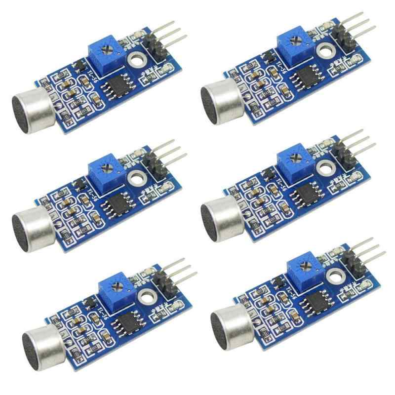 KKHMF 6個 サウンドセンサーモジュール声検出声コントロール Arduinoと互換このサウンドモジュールは環境のサウンドの存在を検出できます。動作電圧：DC 3.3V - 5V; 感度調整可能出力形式：デジタル出力（0および1）MCUと互換性のあるデジタル出力「OUT」ポートArduinoとセンサーに関する基本的な知識を学ぶのに適しています