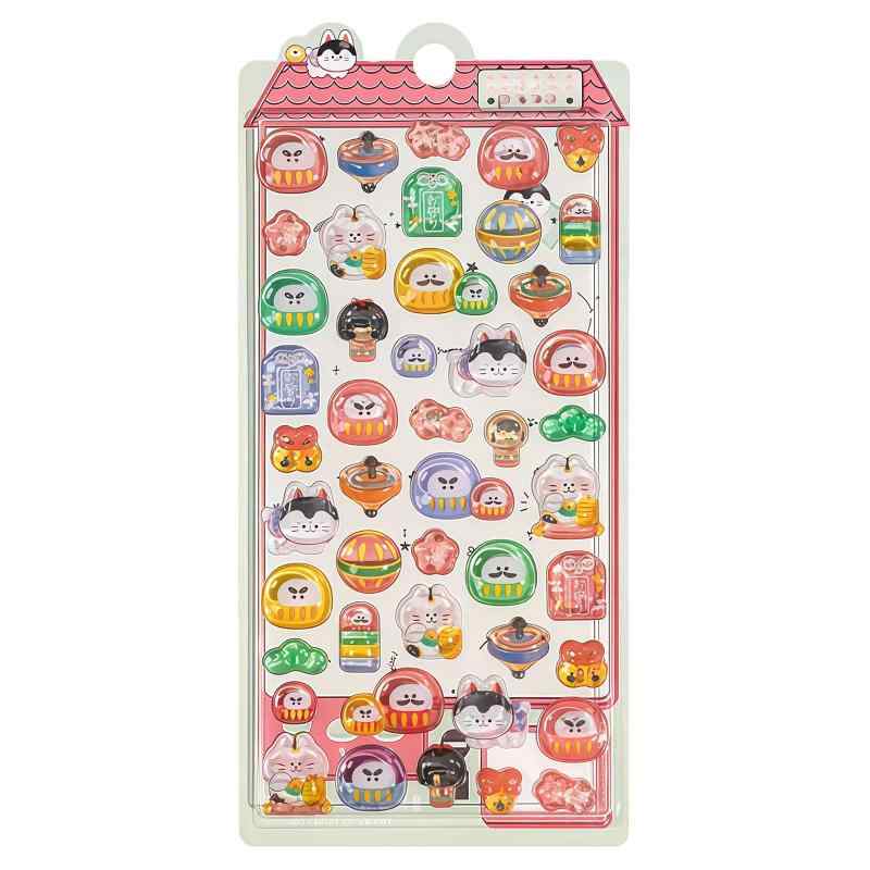 ぷくぷくシール 3D立体 ボンボンドロップステッカー ウォータータイプ かわいい 女の子 手帳 デコ コレクション うるちゅるポップ デザイン 自粘 防水 おし...