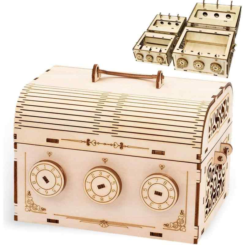 MiYAVi ダイヤルロック 貯金箱 秘密箱 冬休み工作キット 立体パズル 木製パズル クリスマスプレゼント ..