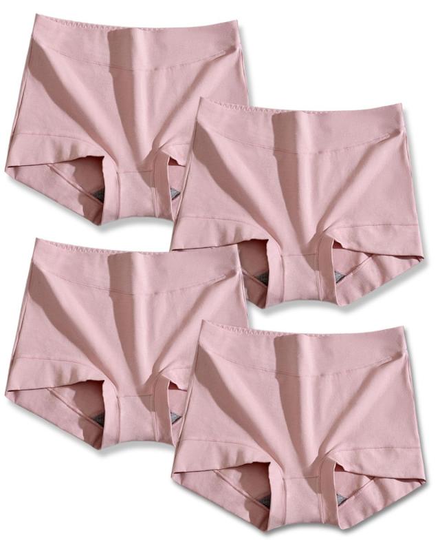[Olivia Birth] オリビアバース ボックスショーツ セット 4枚組 深ばき ハイウエスト 綿95% 抗菌 吸汗 お腹太もも快適 ボックスショーツ レディース