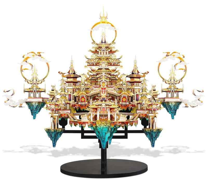 Piececool (ピースクール) 立体パズル 金属製 神話天宮シリーズ難易度：、パーツ数：450、完成品サイズ：L16.5cm×W13cm×H18cm【金属素材で作られ、完成品の質感がアプ】加工性に優れており、汎用性の高いSUS430ステンレス鋼が採用され、完成品が長時間放置しても新品と同じ。【接着剤不要で特殊な組み立て方法】専用工具でパーツを切り取り、金属の加工性を利用して説明書の指示でパーツを折ることでパーツを立体にさせます。接続部分を穴に通してから、接続部分を折ることでパーツを固定します。詳細は取り扱い説明書をご覧下さい。【Piececool立体パズルの相棒】当社の立体パズルが細かくて組み立て方法は特殊なので、専用の工具を利用することがおすすめです。専用工具で完成品はより美しくなれます。【ご注意】該当商品のパーツが小さくて細かいです。難易度が普通の立体パズルより高くて中級者向けです。組み立てには長時間がかかる場合があり、集中力と根気が必要です。対象年齢：16歳以上