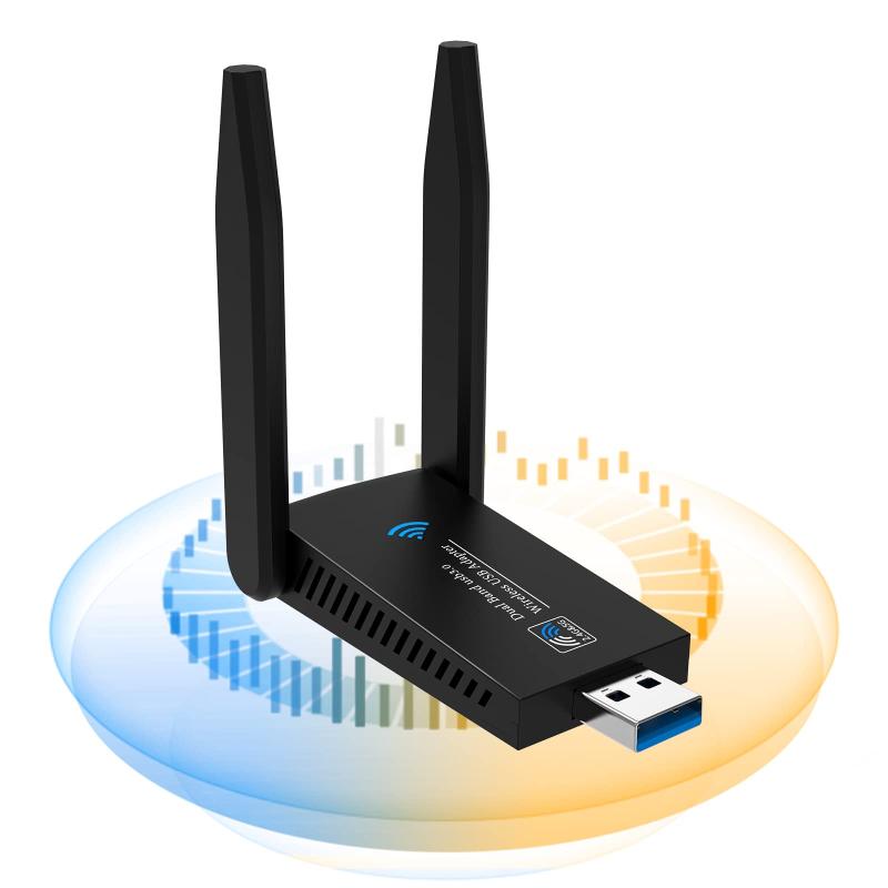 無線lan 子機 KIMWOOD wifi usb 1300Mbps 2.4G/5G デュアルバンド USB 3.0 wifi 子機 5dBi超高速通信 回転アンテナ 802.11ac/n/a/g/b技術 放熱穴付き WPS暗号機能 Windows11/