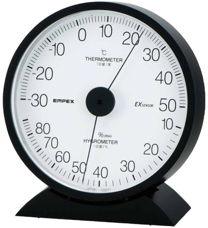 エンペックス気象計 温度湿度計 エクレール温湿度計 置き掛け兼用 日本製 ブラック TM-6251 13.2x12.1x..