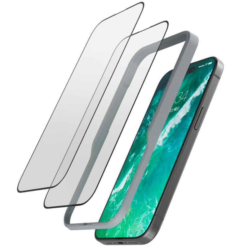 ���쥳�� ��2������� iPhone 16 / iPhone 15 ���饹�ե���� �ե졼���դ� ����10H ���� �����ɻ� ���������դ� �饦��ɥ��å� ���Ѷ���ʬ�ޤ��ݸ�� PMWA23AFLGGWN