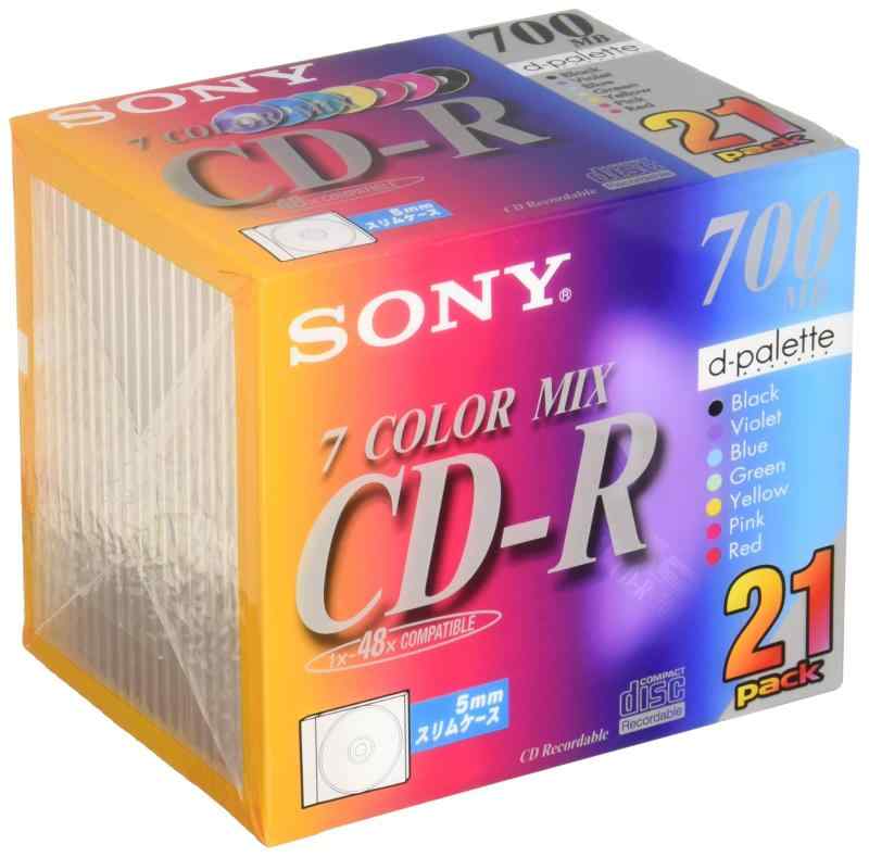 ソニー CD-Rメディア 5mmケース 21枚 21CDQ80EX規格:CD-R種類:PC用 / 48倍速入数:21盤面印刷:不可