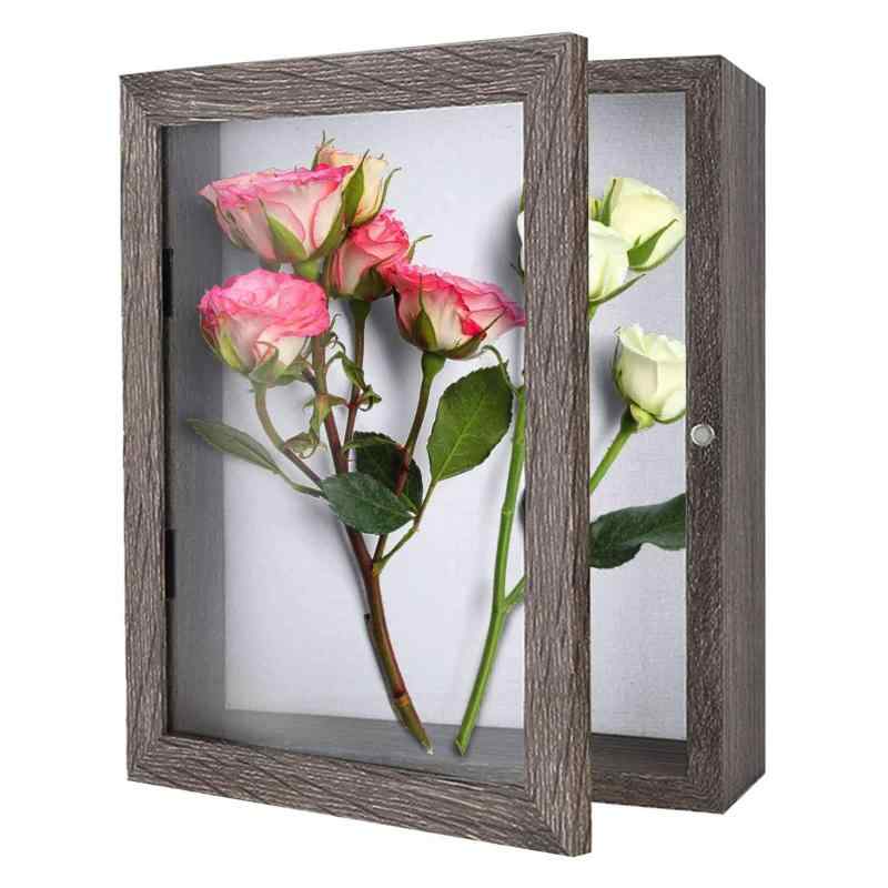 Telarana 立体額 シャドウボックス 標本箱 額縁 ボックスフレーム フォートフレーム ドライフラワー ディスプレイ 木目調