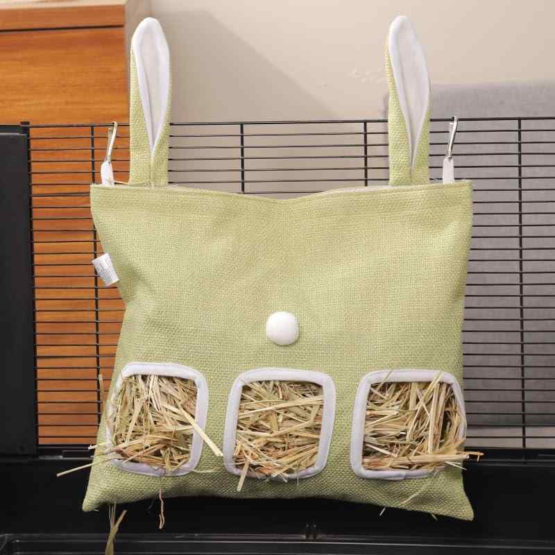 Pet Goods - 牧草入れ うさぎ 餌入れウサギ用給餌バッグ 牧草袋 布製 吊るし餌袋 干し草飼育員袋草棚草棚干し草茶碗草箱餌 モルモット 小動物向け食器 用品 [散らかりにくい] × [静音性] × [大容量] 省