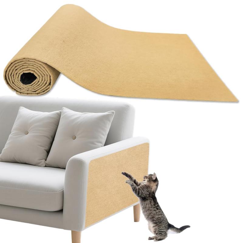 Rakuten - 猫用爪とぎ 猫 爪研ぎ防止シート 40×100cm 猫用爪とぎマット つめとぎ 爪研ぎ 猫 つめとぎポールリペア キャットタワーリペア カーペット 自由にカットできる 壁に貼る 家具傷防止、 ソファ