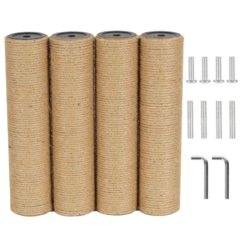 ECCIBOUN 4本セット 直径7.4cm 麻縄高品質の金属製ねじ込み式ポール:ねじ込み式のネジ棒が8本と、ねじ込み式の金属製コーナー棒が4本が含まれています。頑丈で耐久性があり、キャットタワーを安定させます。手作りのキャットタワーに最適...