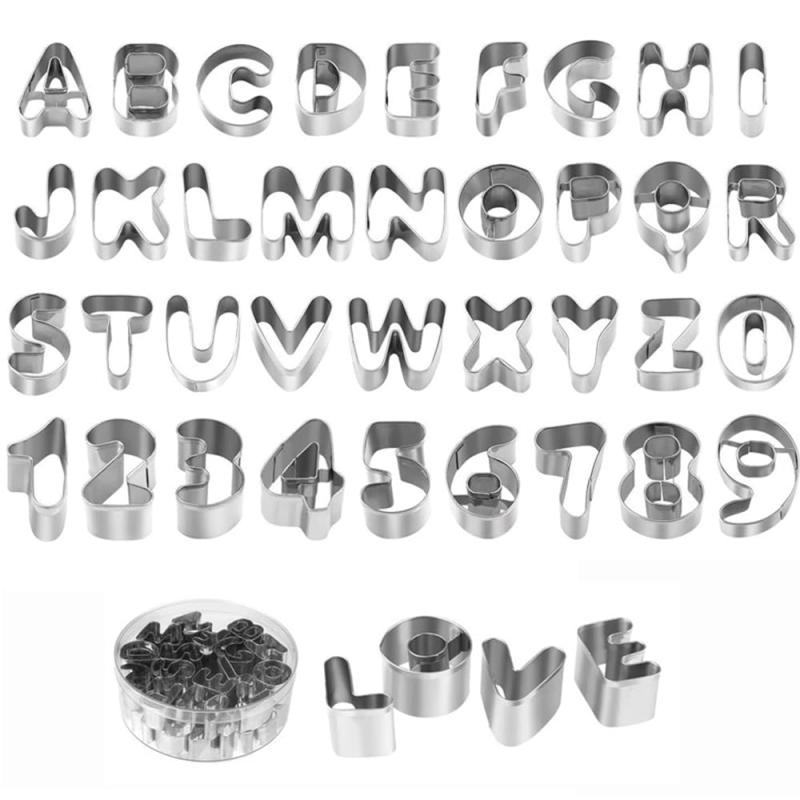 SSZYMAOYI クッキー型 37個セット 型抜き アルファベット 数字 記号 ステンレス 抜き型 キッチン お弁..
