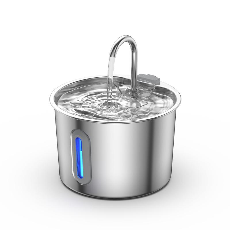 猫用自動給水器, ステンレス製, 3重濾過システム, 活性炭フィルタ付き, 静音設計,8 組みフィルタ