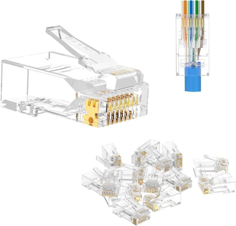 VCE RJ45 コネクタ CAT6 CAT5E CAT5 LANケーブル用 貫通型 LANコネクタ 配線簡単 爪折れにくい 50個セット
