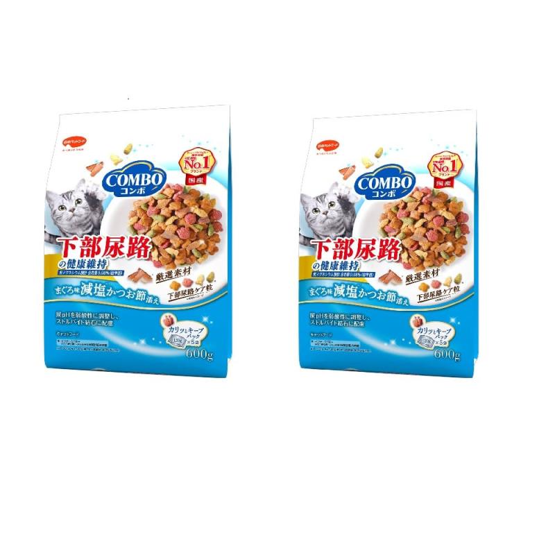 コンボ キャットフード 下部尿路の健康維持 まぐろ味減塩かつお節添え 600g (×2個)(まとめ買い) 【国産】 【小分包装】 【たっぷり具材】