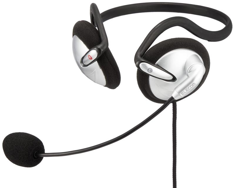 エレコム ヘッドセット マイク 両耳 ネックバンド 1.8m HS-NB05SV