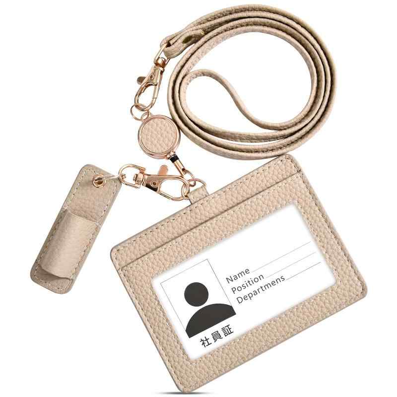 [Dockii] 【ギフト·ペンホルダー付き】IDカードホルダー レディース ネームホルダー 横型 パスケース ネックストラップ 伸縮リール付き スーッと伸び〜る 社員証ケース 定期入れ トランスペ