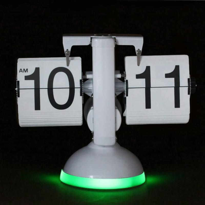 WINTECH フリップクロック（パタパタ時計）ホワイト FPC-2L WH 音声センサー機能搭載LEDランプ付き