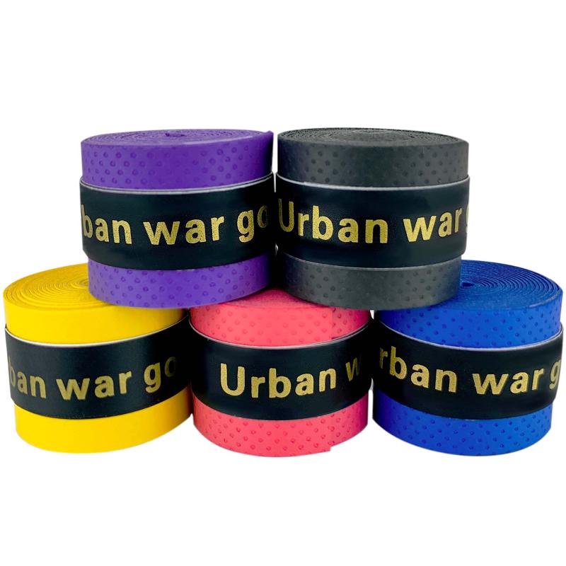 グリップテープ 5個/10個セット (5色ミックス・黒・赤・青・紫・黄・など各色セットあり) ドライ多孔 オーバーグリップ テニス バドミントン 太鼓 他