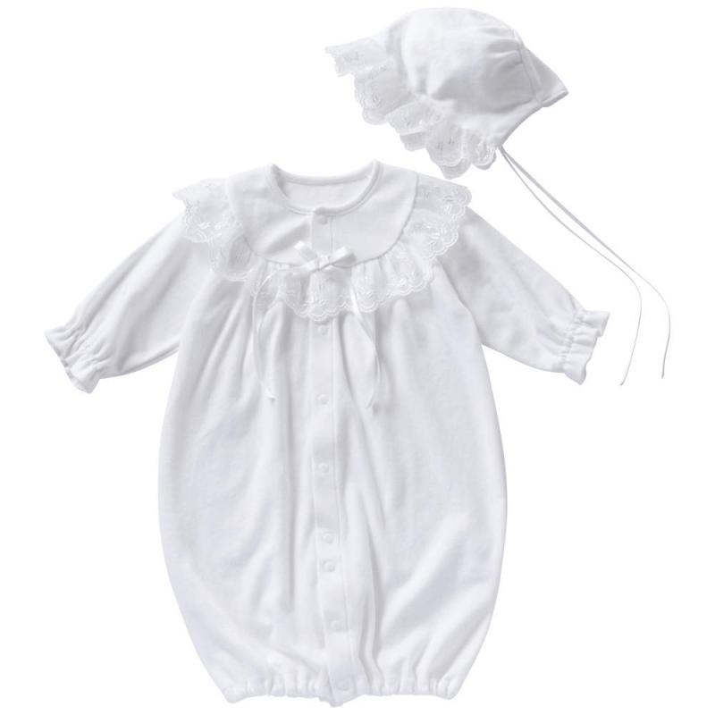 [クリーム デ ココ] オーガンジーレース セレモニードレス ツーウェイオール ベビードレス [股スナップ付け替え/2way] 帽子 付き 2点セ..