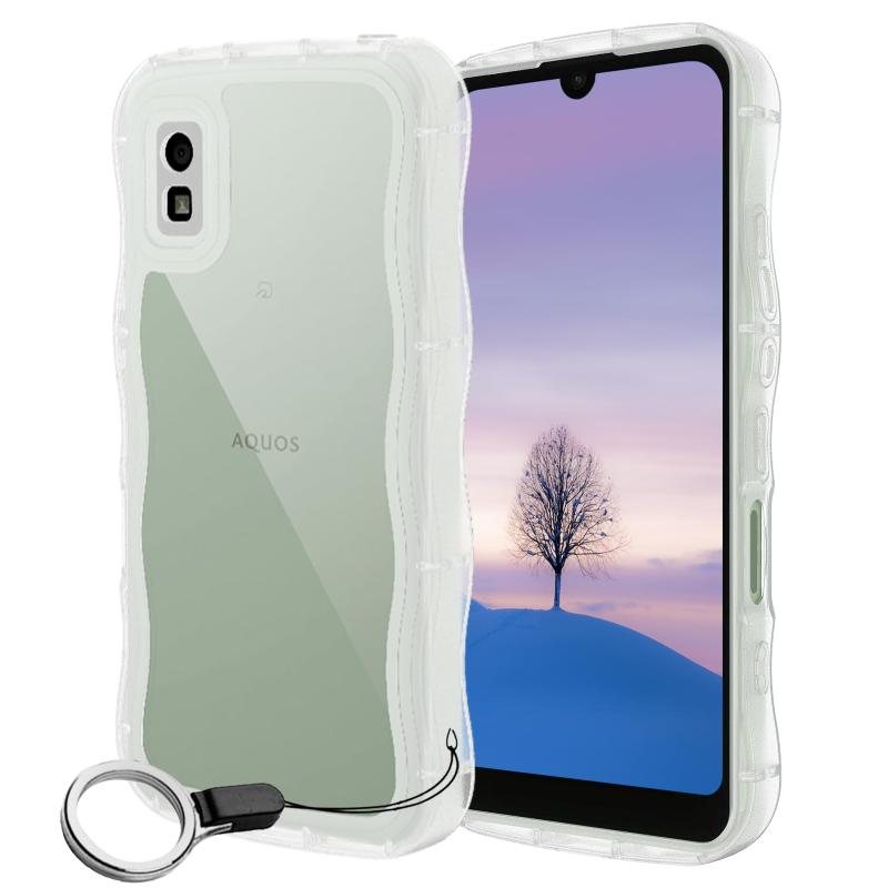 AQUOS wish4 ケース クリア ウェーブ SH-52E TPU波状のバンパー 透明 スマホケース かわいい うねうね アクオス ウィッシュ3 SH-52E ウェーブ デザイン 可愛い 韓国 女性用 薄型 人気 おしゃれ 耐衝撃