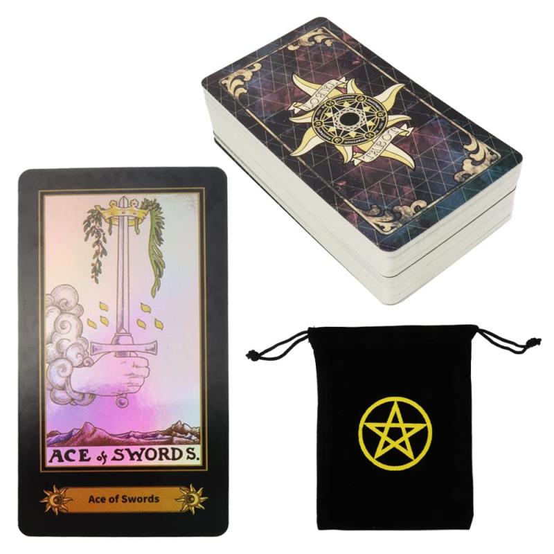 Tarot Card - タロットデッキ 占いカード ホログラム仕様 キラキラ 巾着袋付き 保管 持ち運び 初心者