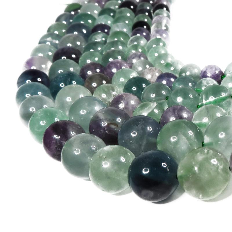 【SmileStone】 蛍石 (ほたるいし)ミックスフローライト 丸玉3～20mm 1連売り（約38cm） 天然石 パワーストーン ビーズ