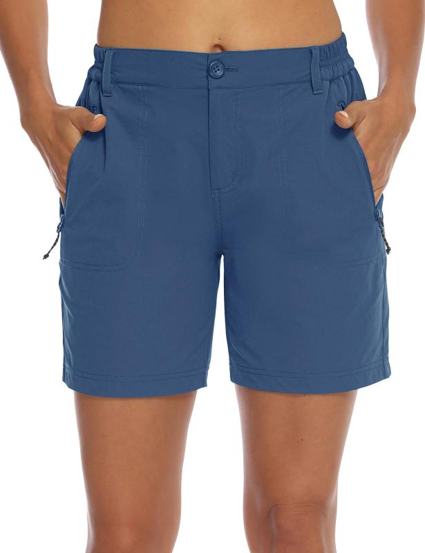 レディース ショートパンツ 膝丈 アウトドア 登山 ショーツ フィットネス ハーフパンツ ゴルフ 短パンツ 吸汗速乾 ジップポケット トレッキングパンツ スポーツウェア 撥水加工 半ズボン