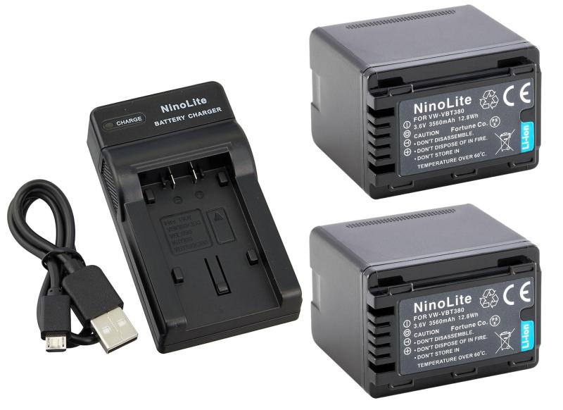 NinoLite 4点セット 互換 バッテリー 2個 +USB型 充電器 +海外用交換プラグ パナソニック Panasonik 対応