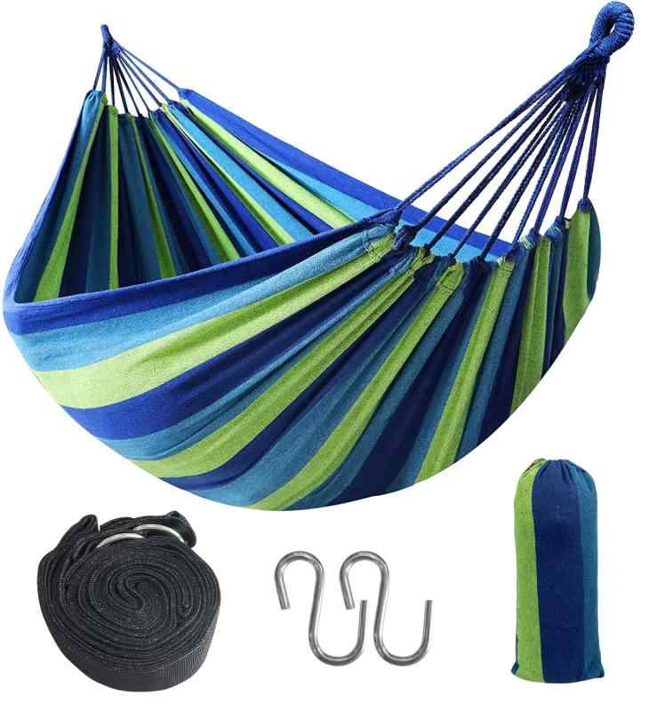 Socpuro 軽量・コンパクト ハンモック 210*165cm 2~3人用 結束バンド付 キャンプ アウトドア コットン製 室内外 吊り下げ式 クラシックタイプ お昼寝 全身が包み込まれる 安定感 自宅 お釣り ビー