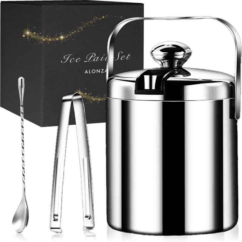 ALONZA アイスペール 氷入れ アイスボックス 氷 容器 ステンレス製 1.3Lサイズ