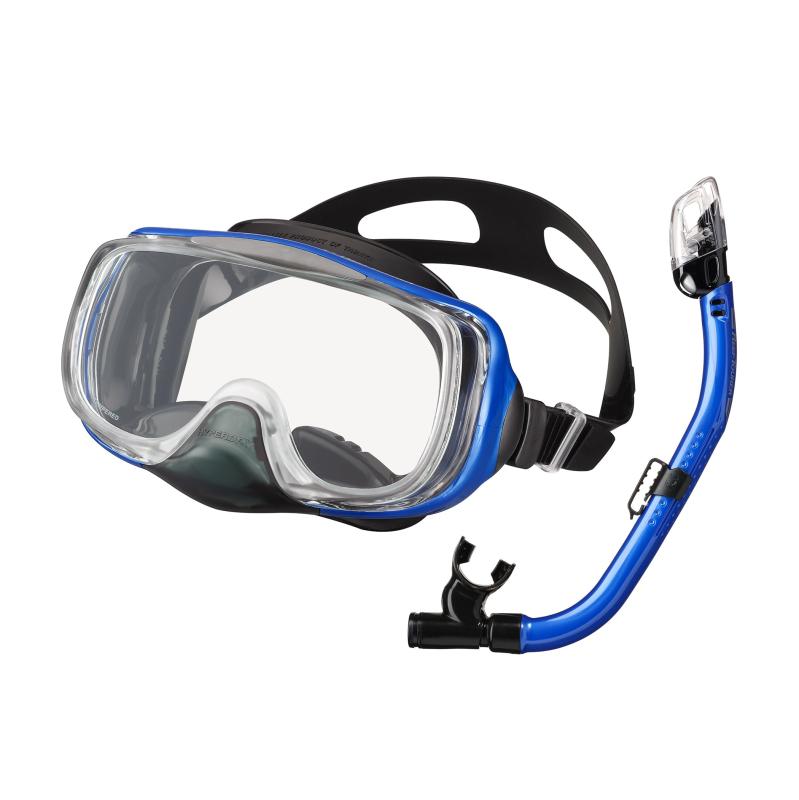 リーフツアラー(REEF TOURER) シュノーケリングセット 10歳～大人用 ドライシュノーケル 3眼広視界マスク 2点セット RC0109