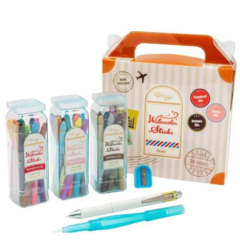 ぺんてる 全芯色鉛筆 水彩スティック 12色