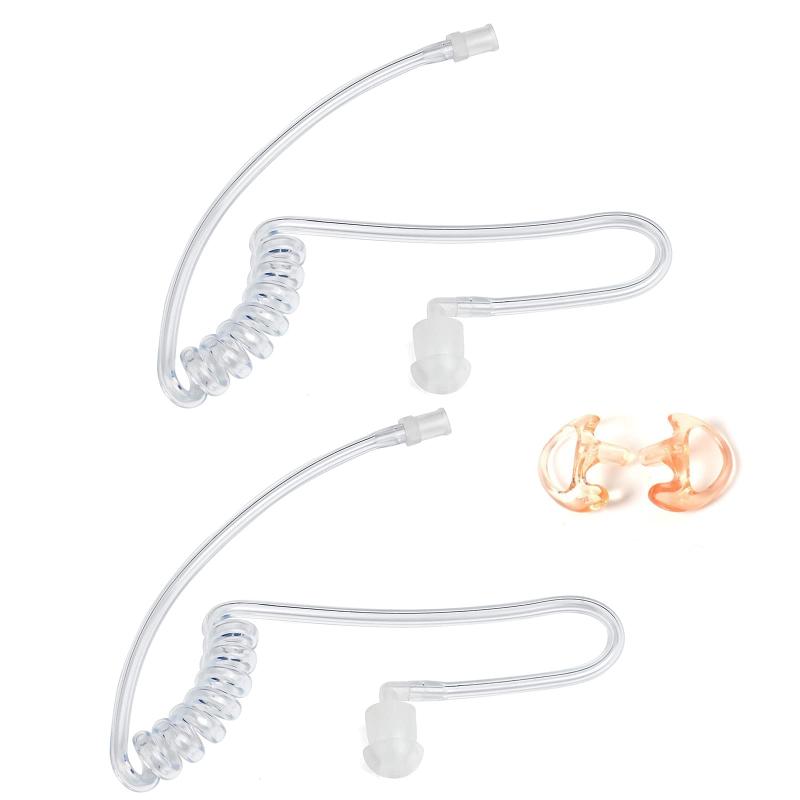 チューブ式イヤホン イヤホンマイク用 置換用 エアチューブ アコースティックチューブ 透明チューブ 2個セット Mサイズイヤーモールド付