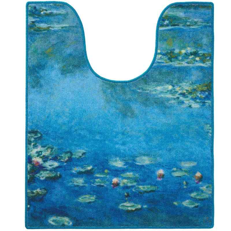 平津産業(Hiratsu Sangyou) 名画 トイレマット モネ 睡蓮 65×80cm 日本製 洗濯機対応 すべりにくい おしゃれ かわいい ロング 床 ファブリック アート インテリア 紫 便器 タンク 92144100