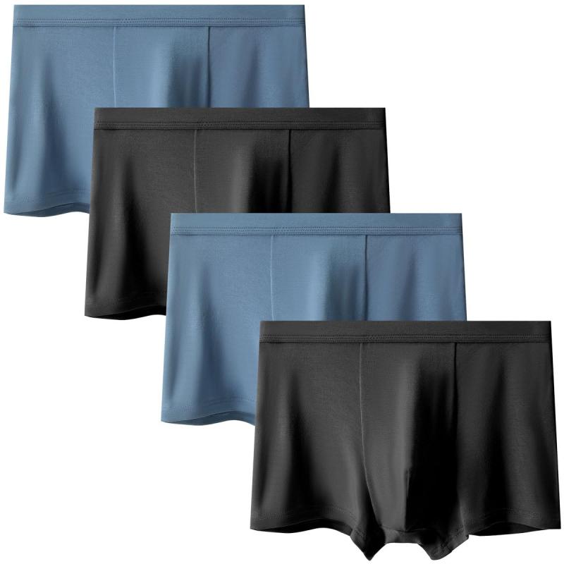 [UNMELTED SNOW] メンズ ボクサーパンツ 無地下着(4枚組)前閉じ 吸湿速乾 ローライズ男性トレーニングショーツ通気肌着インナーパンツ