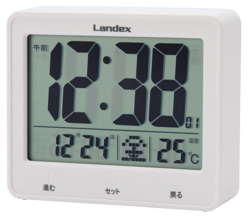 ランデックス(Landex) 目覚まし時計 電波 デジタル タッチライトマスター 大画面液晶 ホワイト YT5253WH