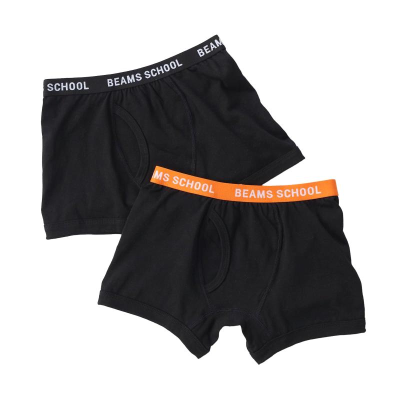 [Beams School] ボクサーパンツ 2枚セット 下着 前開き 綿混 ロゴジャガードゴム ボーイズ 145265