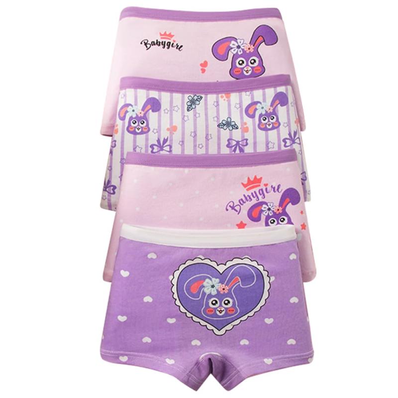 楽天タロットマスター[FEISEDY] 女の子 パンツ 4枚セット 綿 通気 肌着 快適 柔らかい 女児用ショーツ ガールズ ボクサー 幼児 キッズ 保育園用 小学生 ュニア 可愛い 水玉 うさぎ イチゴ柄 女の子 短パン 下着 A8125