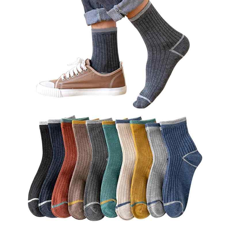 [Yazon] 靴下 メンズ 春秋冬 カラフルソックス 5/8/10足セット 綿 通気吸汗【より丈夫サイズ 24-27cm スポーツ ビジネス 人気 秋冬用くつした おしゃれ 紳士 靴下 男性用 中厚手 クルーソックス 四