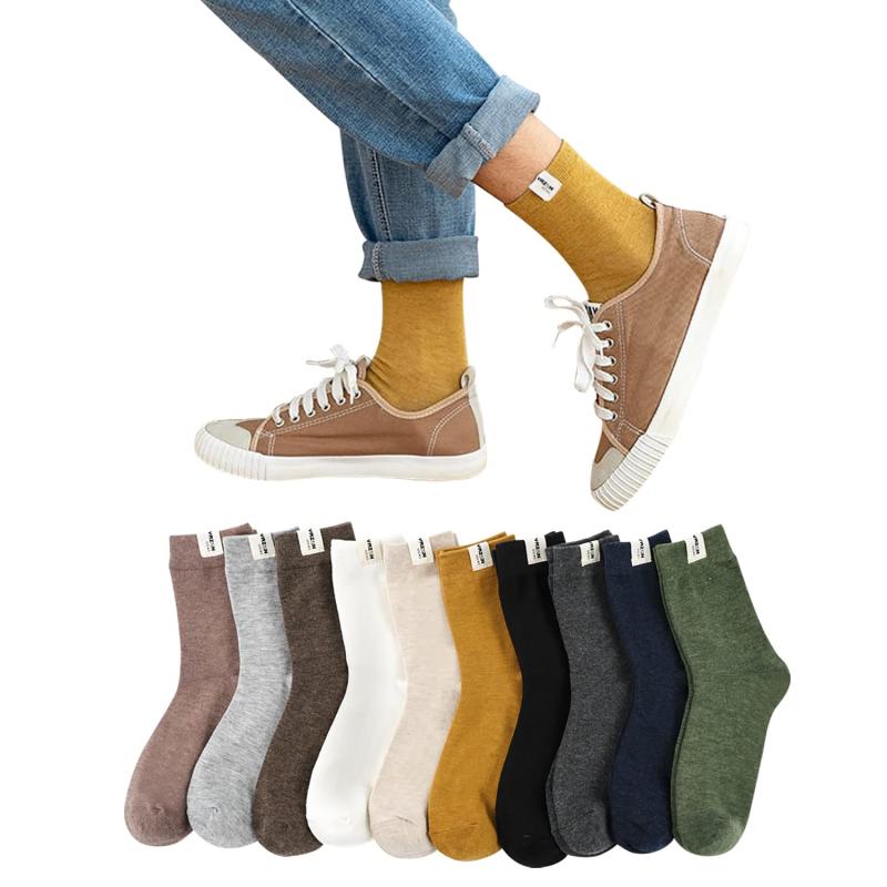 [Yazon] 靴下 メンズ 春秋冬用 カラフルソックス 綿 10足セット 通気 スポーツソックス おしゃれ クルー丈 靴下 カジュアル ビジネス男性くつした 春夏秋冬 吸汗保温 アウトドアくつ下 25-27cm