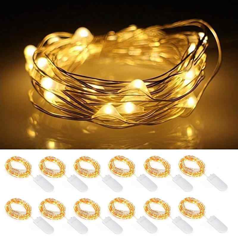 GOODCHI LEDストリングライト 1M 10LED 室内 屋外 防水銅線ワイヤー イルミネーションライト クリスマス ハロウィン飾り 誕生日 パーティー ガーデンライト 4個セット ボタン電池8個付属